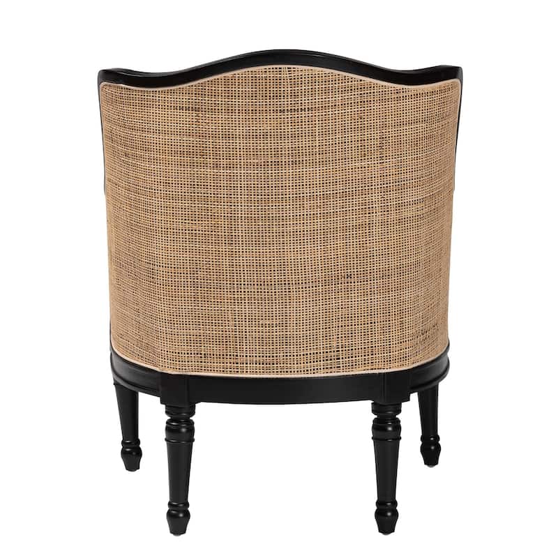 bali & pari Elizette Traditional French Beige Fabric and Black Finished Wood Accent Chair
