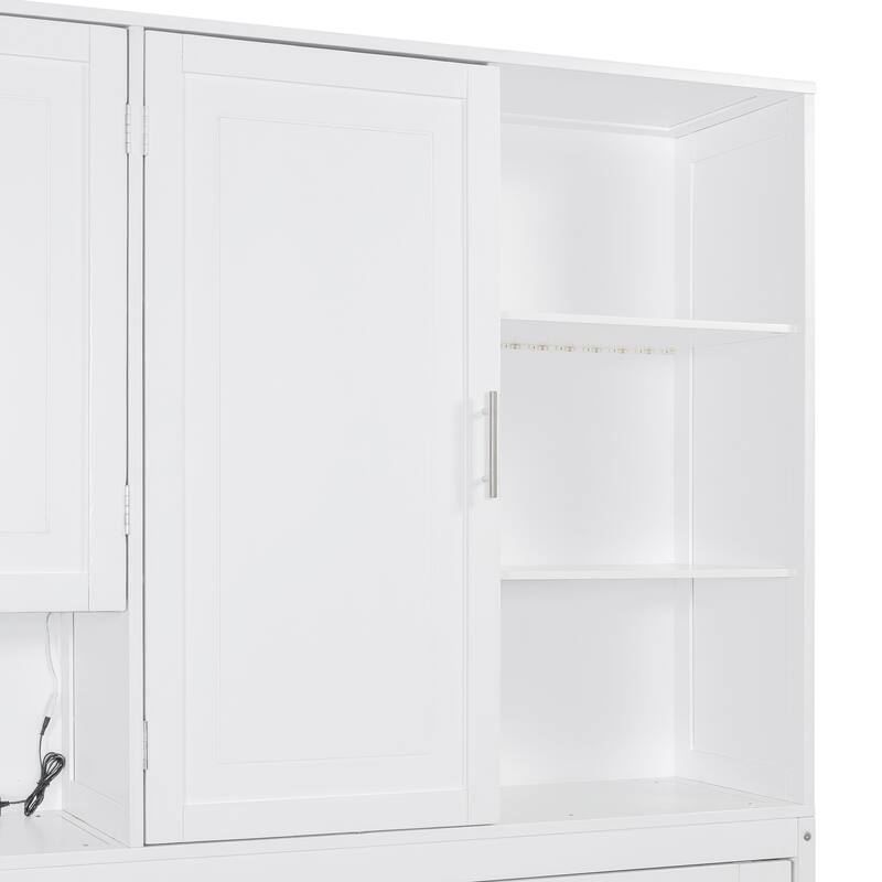 Twin Size Murphy Bed with Storage - Multi-Functional Fold-Up Design, Industrial-Grade MDF/Plywood Construction