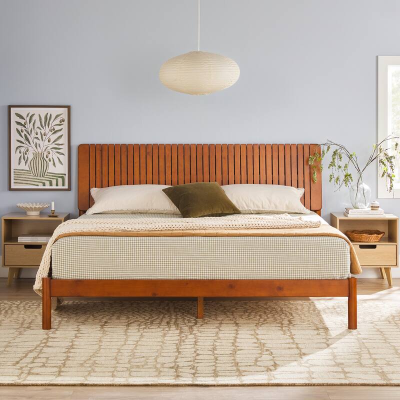 Middlebrook Designs Slatted Headboard Modern King Bed - Brown