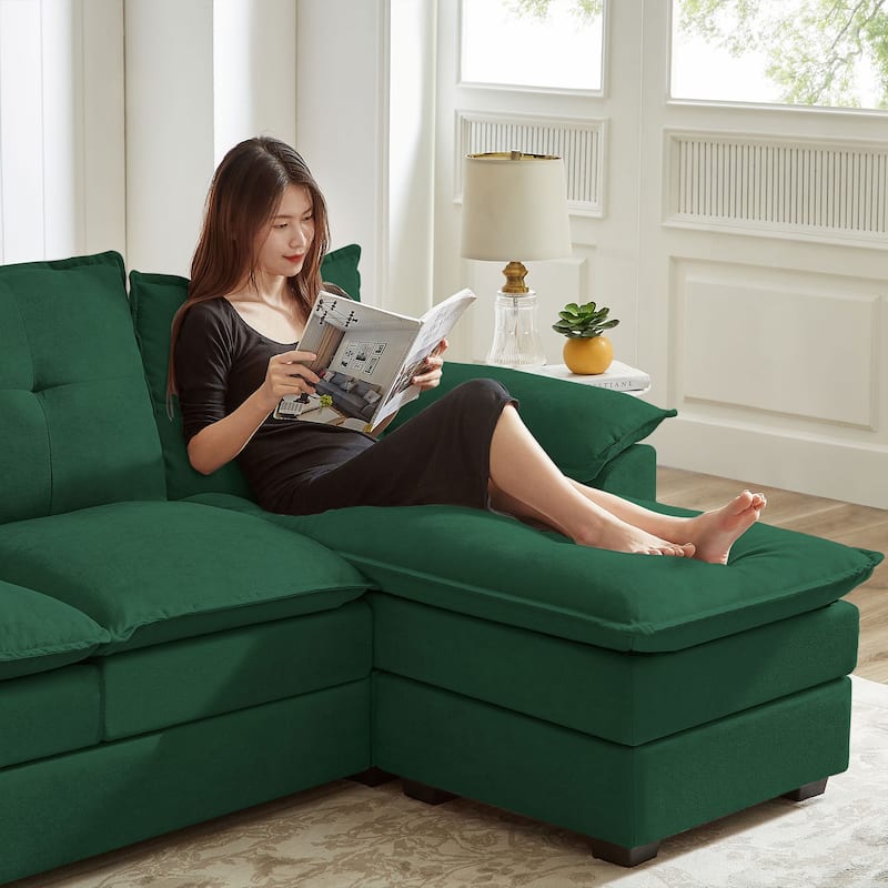 L-Shaped Sectional Sofa with Cloud-Like Seats - 82.28 Inches - Perfect for Living Room
