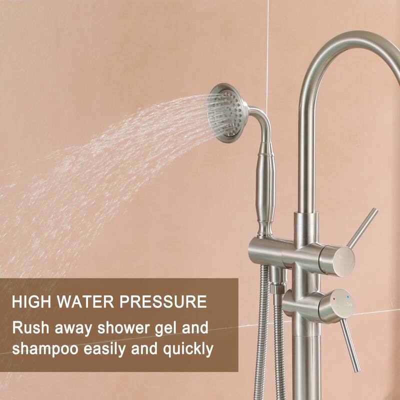 2-handle Freestanding Bathtub Faucet with Hand Held Shower