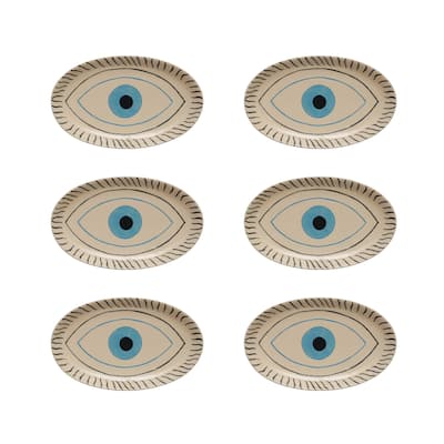 Stoneware Plate with Eye Design - 11.6"L x 7.0"W x 1.1"H