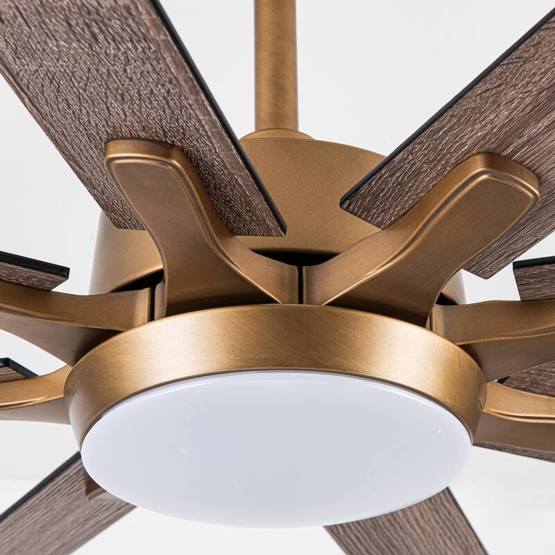 65-Inch Antique Brass/ Black/ White Reversible Large Ceiling Fan with Light and Remote