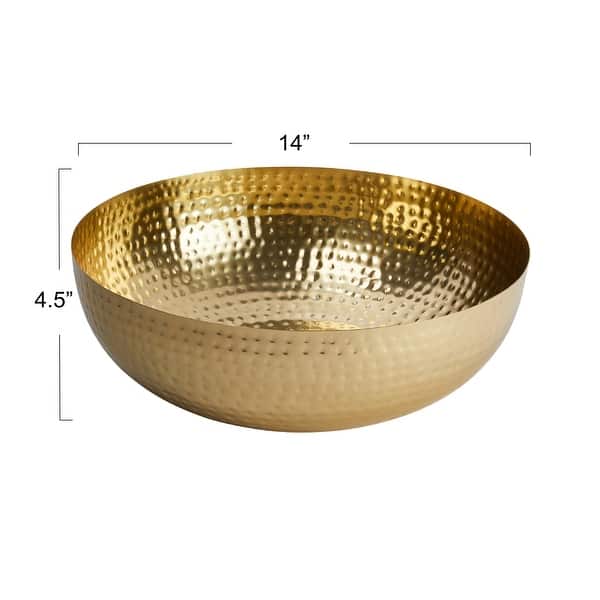 Hammered Metal Bowl with Gold Finish