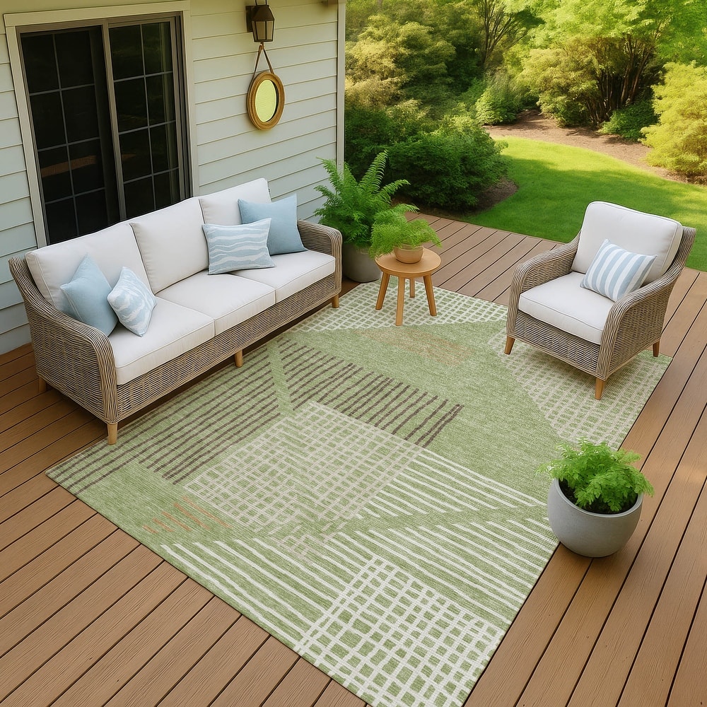 Machine Washable Indoor/ Outdoor Casual Contemporary Chantille Rug