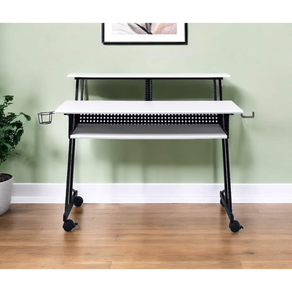 HomeRoots 47" White and Black Computer Desk