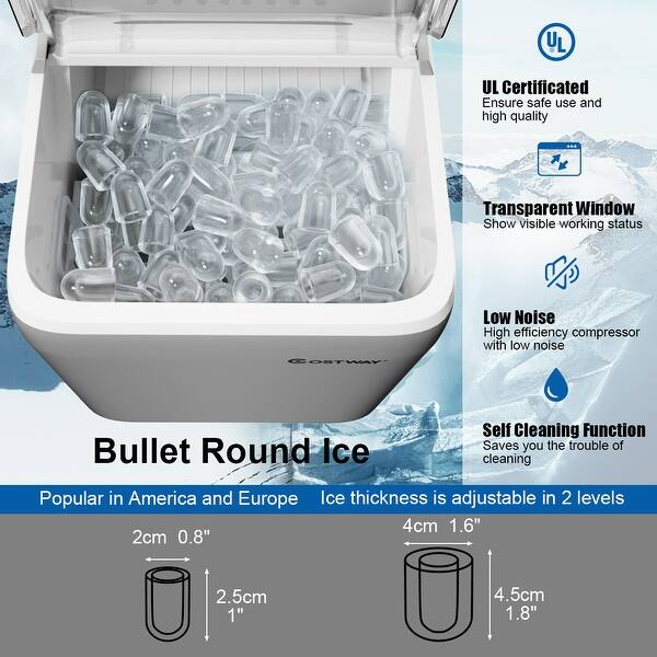 Shop Costway Portable Countertop Ice Maker Machine 44lbs 24h Self