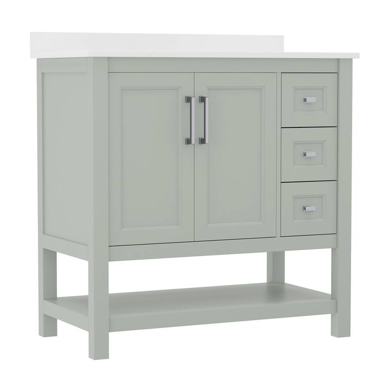 James Allan FFIR10670 36" Free Standing Single Basin Vanity Set with - Sage / Nickel - Painted