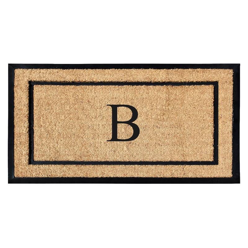 A1HC Natural Coir Monogrammed Door Mat for Front Door, Durable Large Outdoor Rug, Heavy Duty Welcome Doormat - 24" X 48"