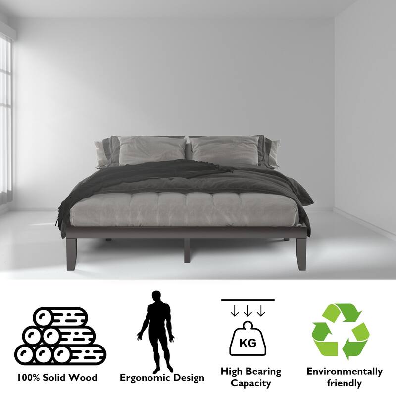 Costway King Size 14'' Wooden Bed Frame Mattress Platform Wood Slats