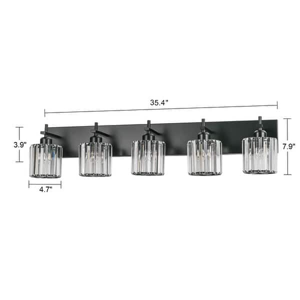 dimension image slide 10 of 17, Mid-Century Modern Dimmable Bathroom Vanity Light Crystal Glass Wall Sconce