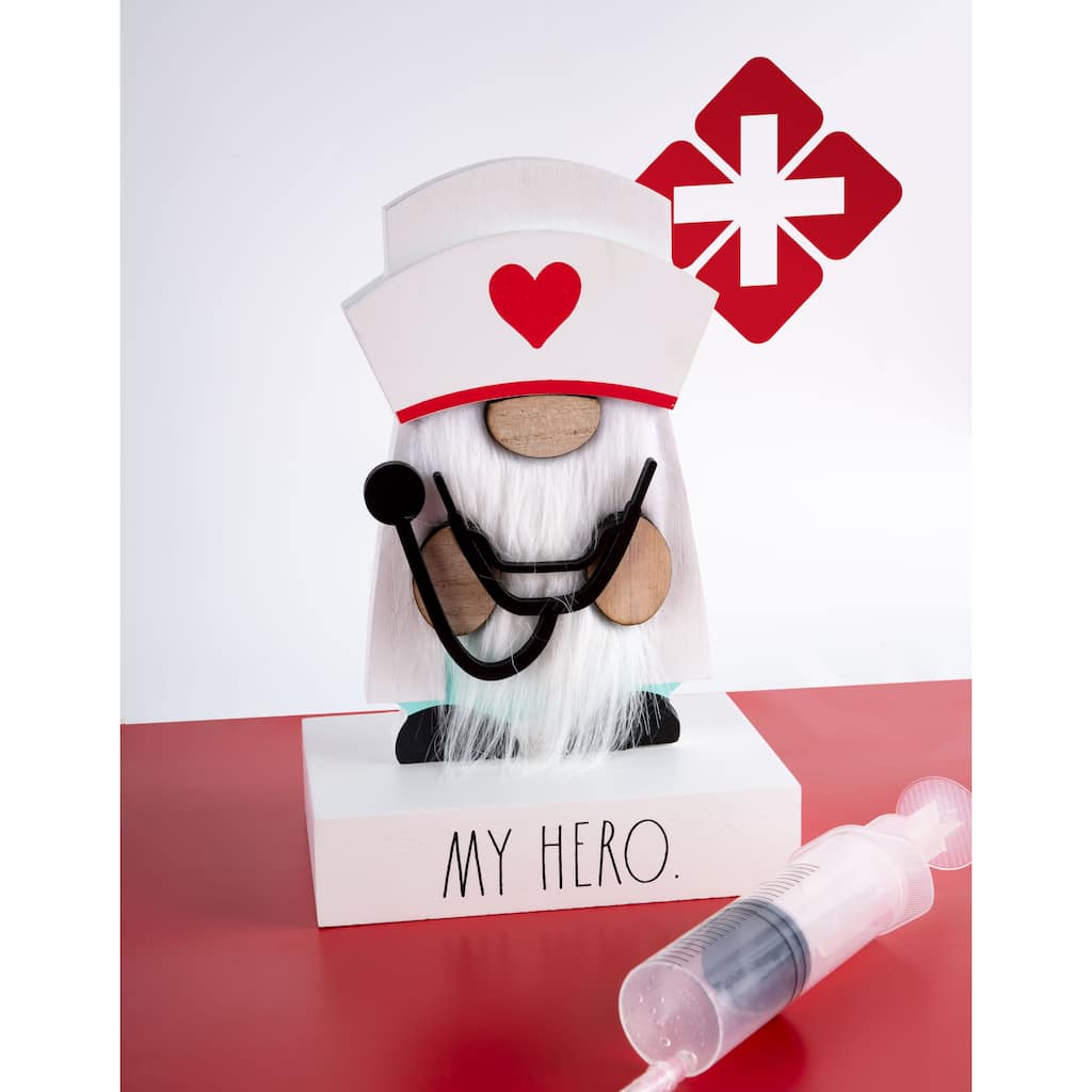 Rae Dunn Wooden Gnome Doctor/Nurse Themed Desktop Décor