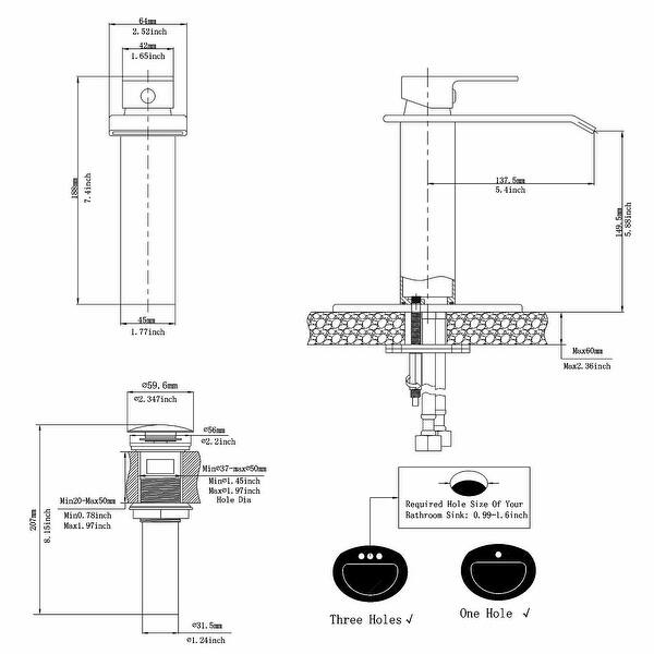 Vibrantbath Commercial Waterfall Spout Bathroom Sink Faucet