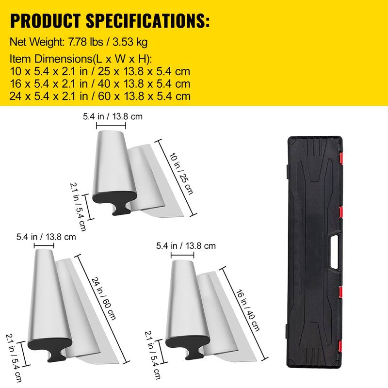 Drywall Skimming Blade Set for Gyprock/Drywall/Wall-Board - ncludes 10 / 16 / 24 in