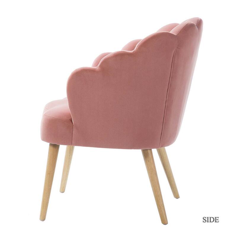 Eleanora Modern Cute Scalloped Back Tufted Velvet Armchairs Set of 2 by HULALA HOME