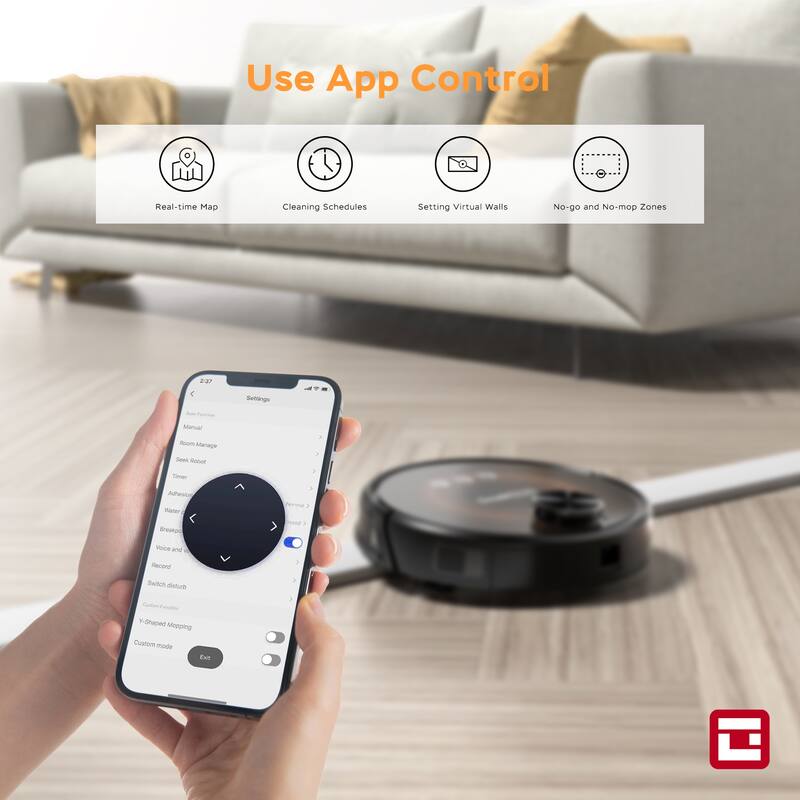 Geek Smart L8 2700 PA Suction Robot Vacuum Cleaner and Mop, LDS Navigation, Wi-Fi Connected APP
