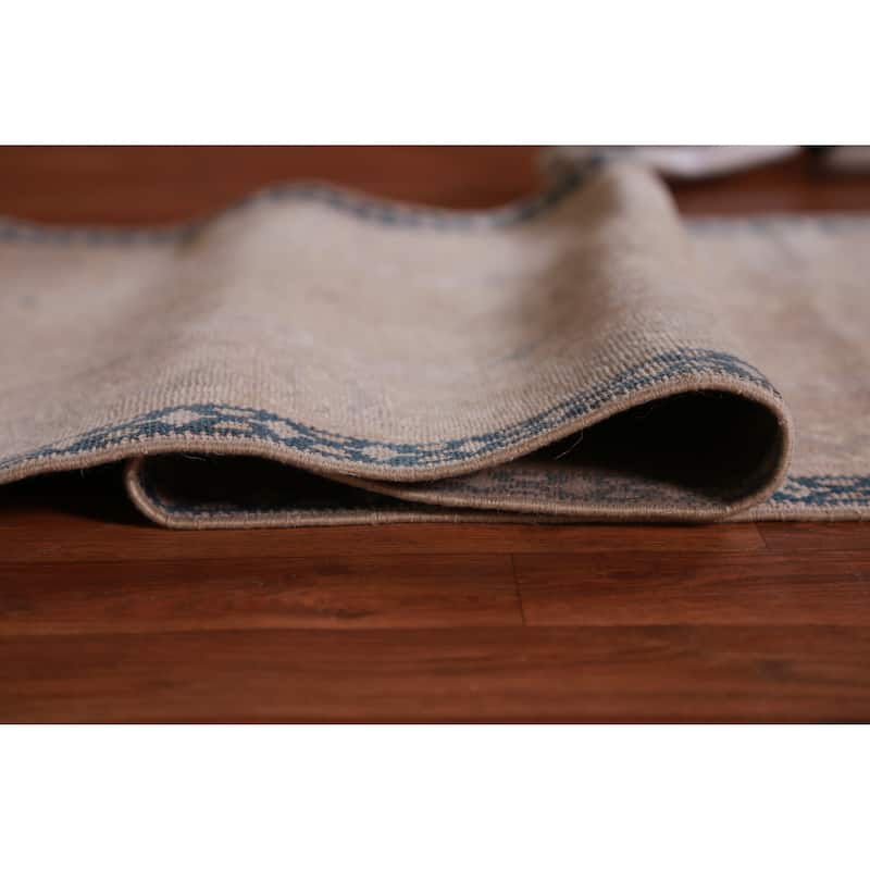 Hand Knotted Oriental 100% Wool Carpet Transitional Geometric Peach Oushak Runner Rug - 13' 8'' X 2' 4''