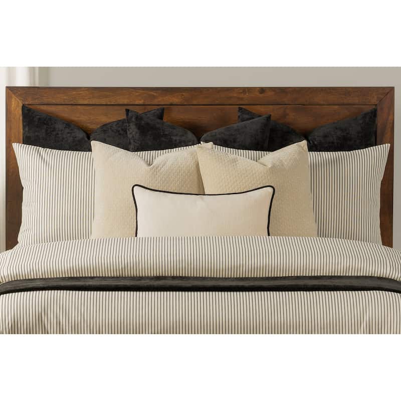 Farmhouse Ticking Stripe Black Duvet Cover & Insert Set