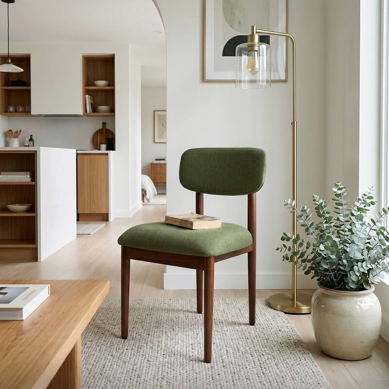 Modern Upholstered Dining Chair with Solid Wood Legs Side Chair for Kitchen Dining Room Living Room (Set of 2)