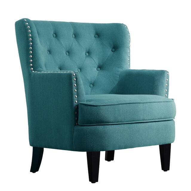 Moser Bay Mignon Velvet / Linen 30'' Wide Tufted Wingback Accent Chair