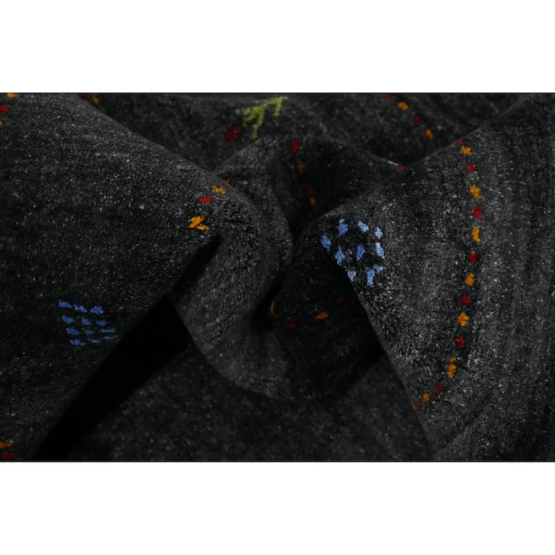 Hand Knotted Oriental 100% Wool Carpet Tribal Animal Pictorial Greys & Charcoal Gabbeh Area Rug - 8' 0'' X 8' 2''