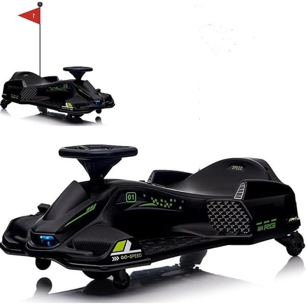 slide 2 of 25, Ride on Drift Car,Kids Electric Drifting Go-Kart with 5 Wheels LED Black