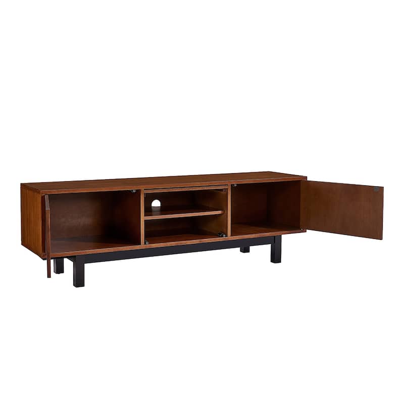 SEI Furniture Walton Tobacco Finish Wood Media TV Stand for TV's up to 70"