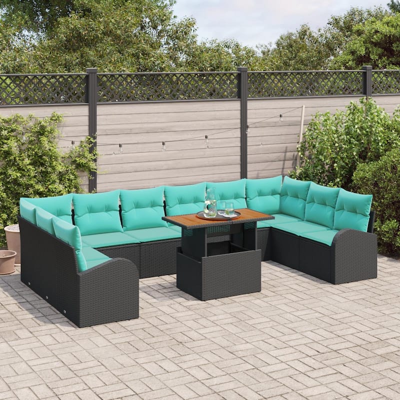 vidaXL 11 Piece Garden Sofa Set with Cushions - 135.4×70.5×27.2
