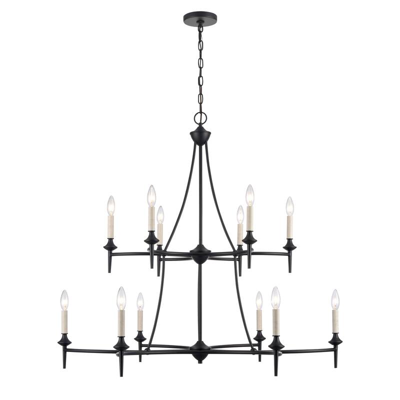 Elk Home Solomon Matte Black Metal 6 Light Chandelier
