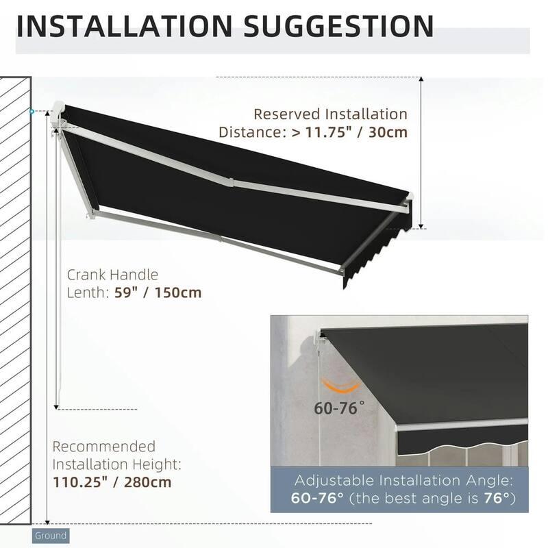 10'x8' Electric Retractable Awning,Remote Controller and Manual Crank