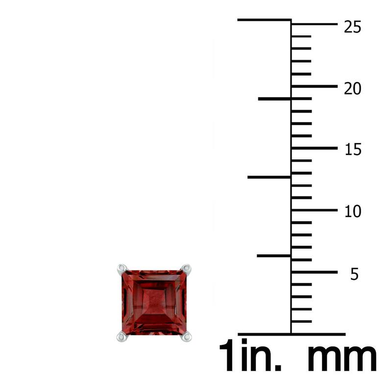 Marquee 14K White Gold 5MM Square Garnet Earrings