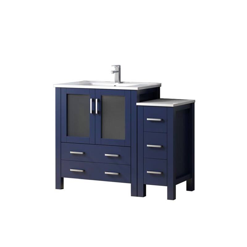 Volez Bath Vanity with Side Cabinet, Ceramic Top & Sink