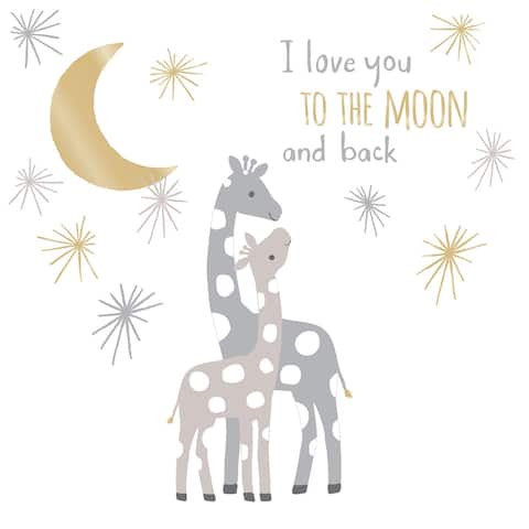 Lambs & Ivy Signature Moonbeams I Love You to the Moon and Back Celestial Giraffe Nursery Wall Decals/Appliques