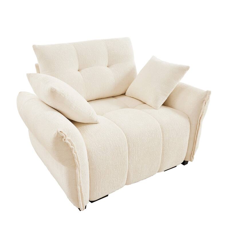 47" Ergonomic Single Seater Sofa with High-Resilience Support Cushions and Throw Pillows