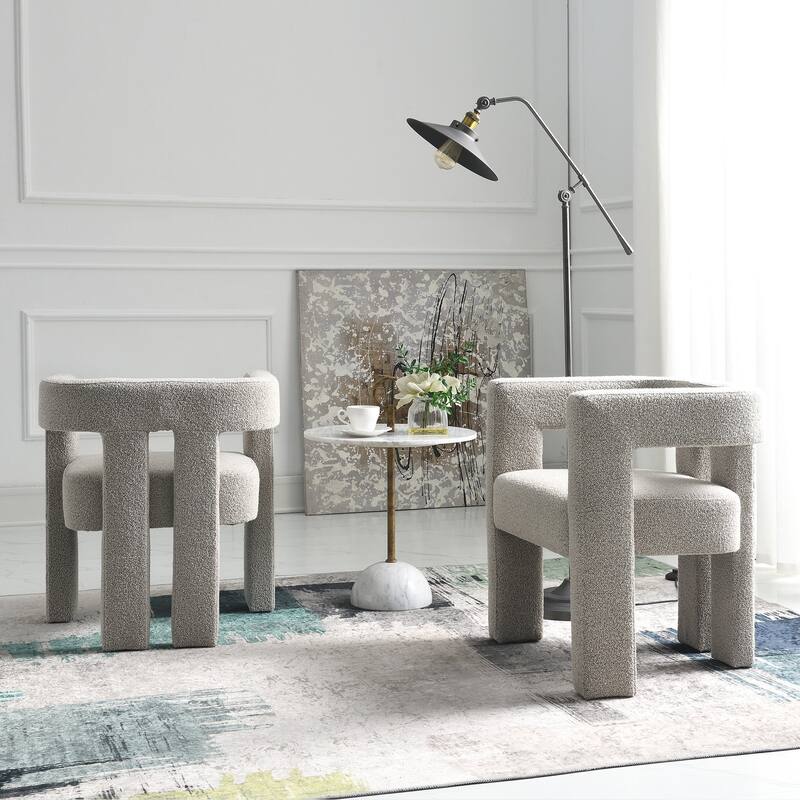 KINWELL 24" Wide Boucle Upholstered Armchair (Set of 2)