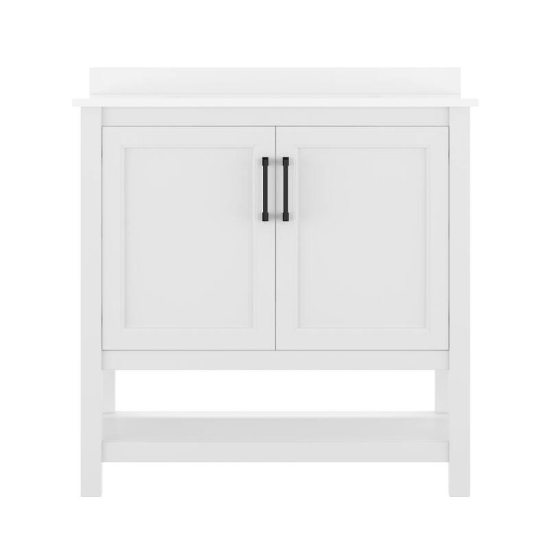 Bathroom Vanity with Undermount Sink and Open Storage Shelf