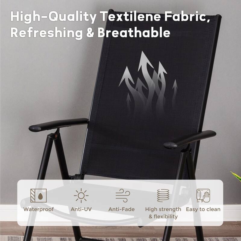 Patio Foldable Sling Three Colors Dining Foldable Chairs with 7 Levels Adjustable