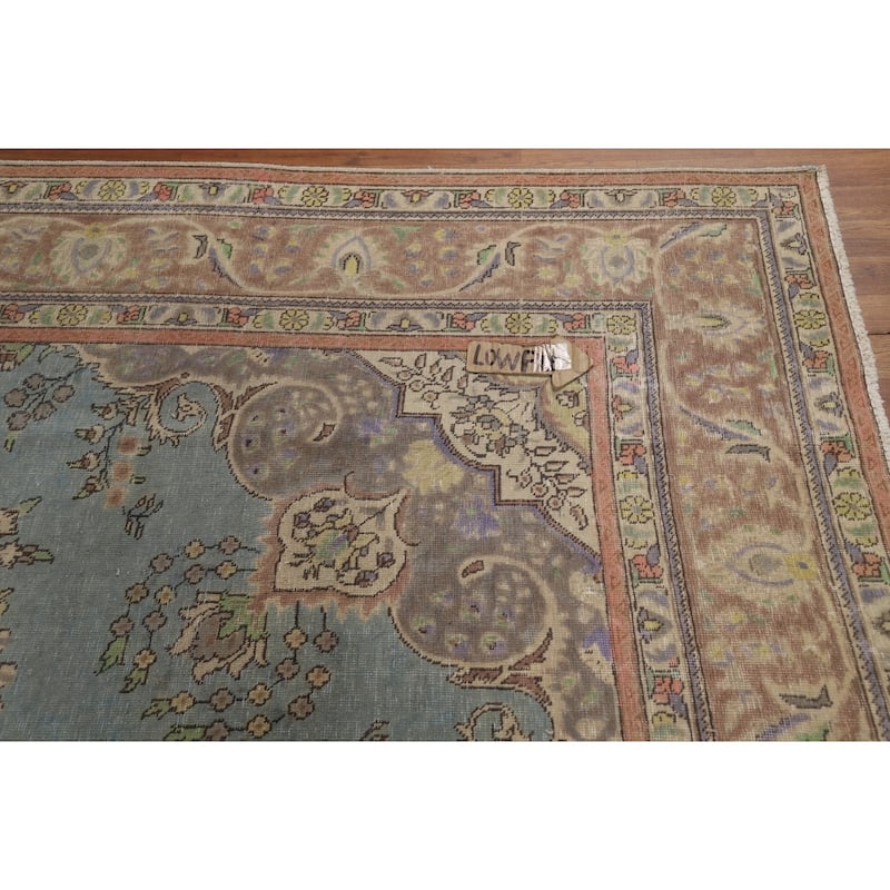 Light Blue Persian Area Rug Handmade Wool Carpet - 8'3"x 11'2"