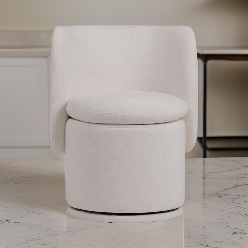 Reno Nori 26 Inch, Swivel Dining Chair, Off White Fabric, Wingback, Wood
