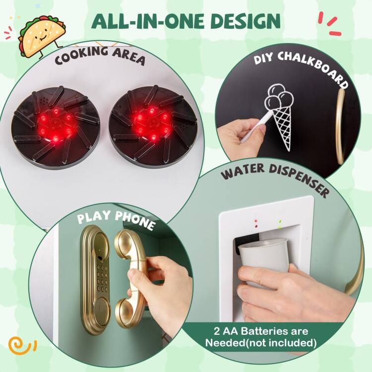 Pretend Play Kitchen with Utensils for Kids Aged 3+ - 36" x 12" x 39"