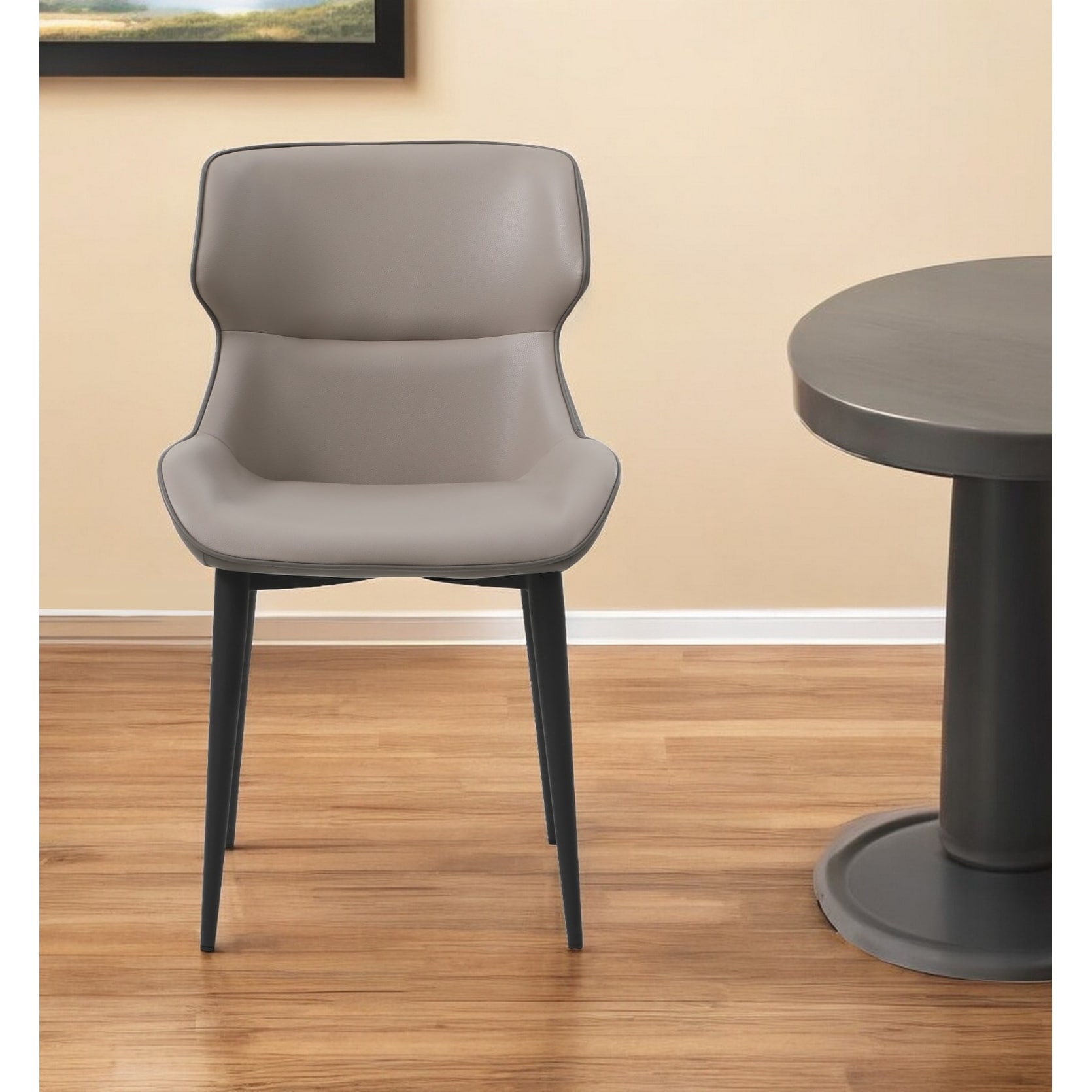 HomeRoots Gray and Black Upholstered Faux Leather Dining Side Chair - 20.00 in. x 33.00 in. x 24.00 in.