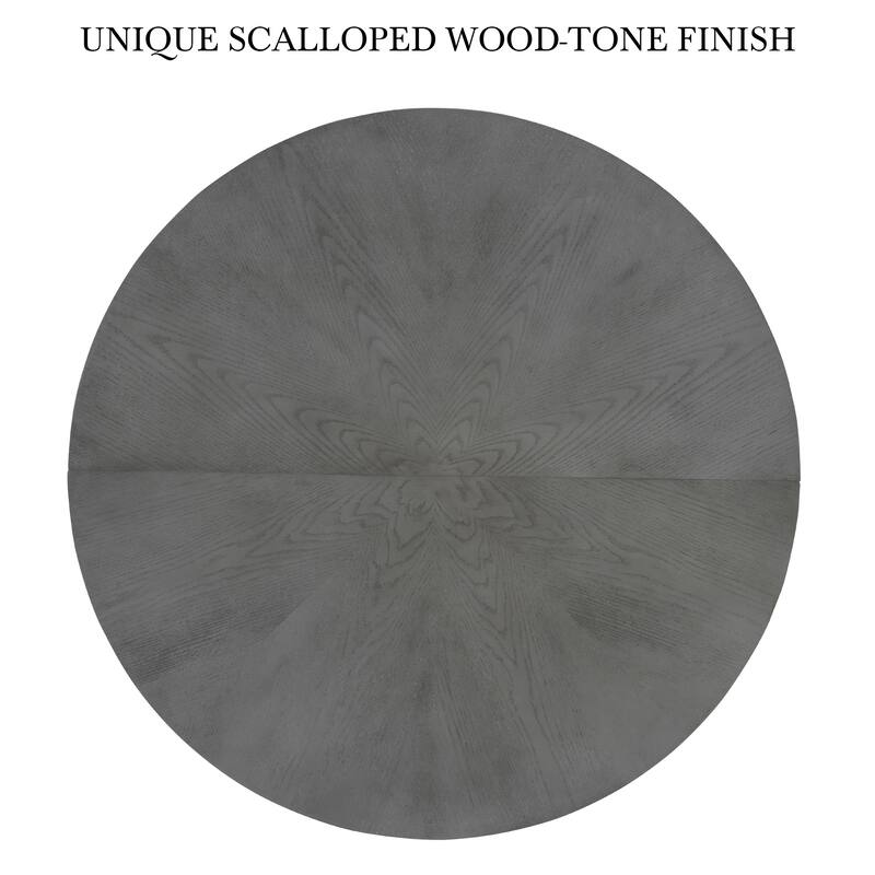 Kitchen Set with Grey Upholstered Chairs and Round Dining Table