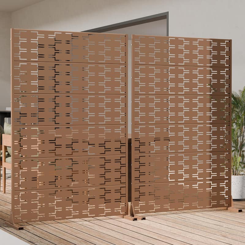 Outdoor Freestanding Metal Privacy Screen Decorative Garden Fence Panel ...