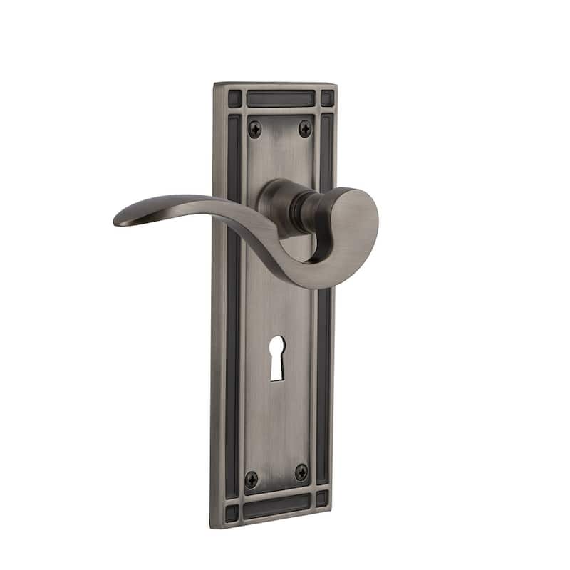 Nostalgic Warehouse Mission Door Knob & Plate Set – Timeless Bronze, Passage Function, Solid Brass With Crystal Knob