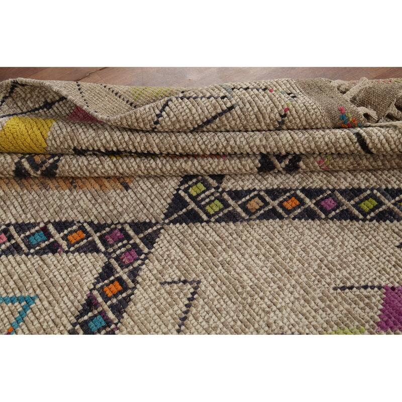 Geometric Moroccan Oriental Area Rug Handmade Wool Carpet - 5'10"x 9'11"