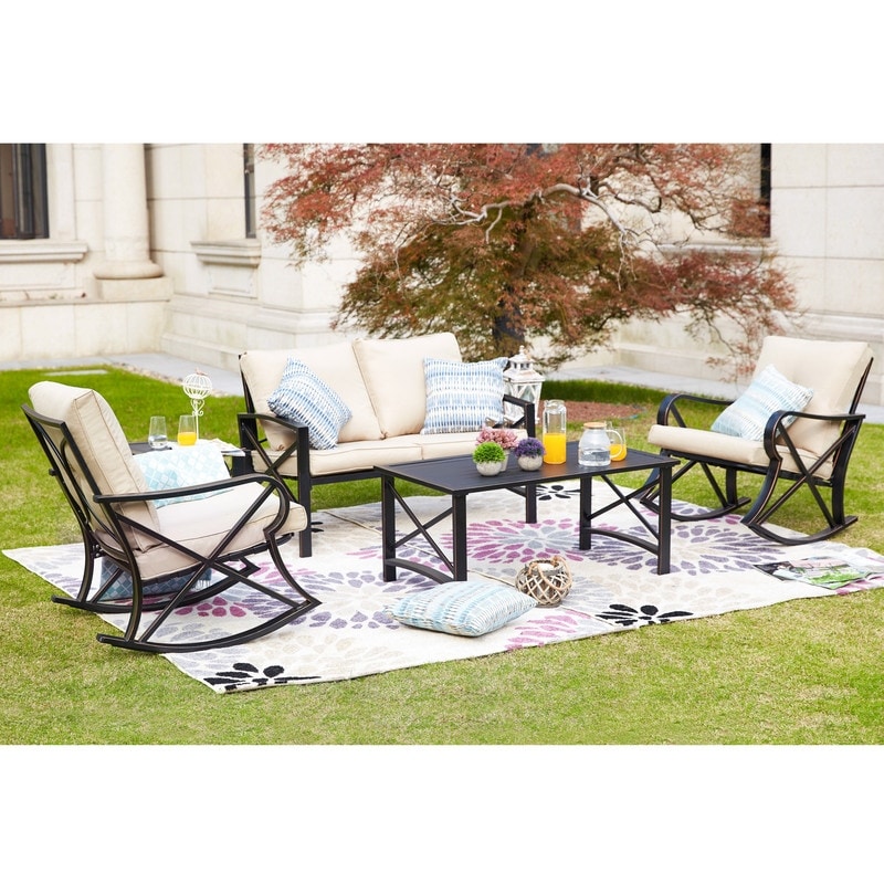 PATIO FESTIVAL 5 Piece Outdoor Loveseat and Rocker