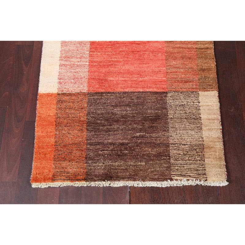 Modern Gabbeh Kashkoli Runner Rug Wool Hand-knotted Oriental Carpet - 2'6" x 14'10"