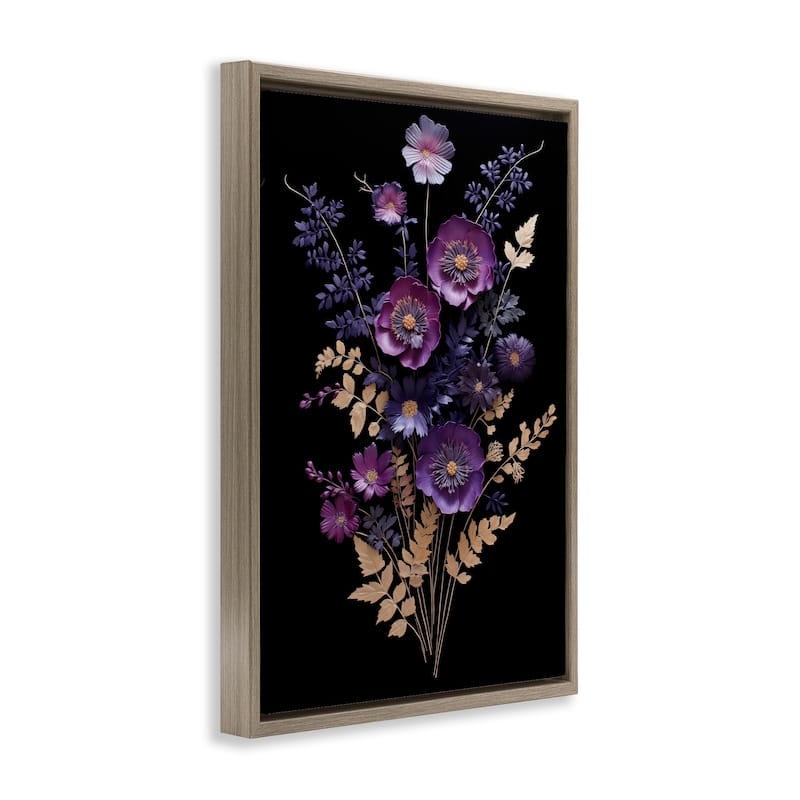Stupell Dimensional Purple Flowers Framed Floater Canvas Wall Art Design By Heidi Kuntz