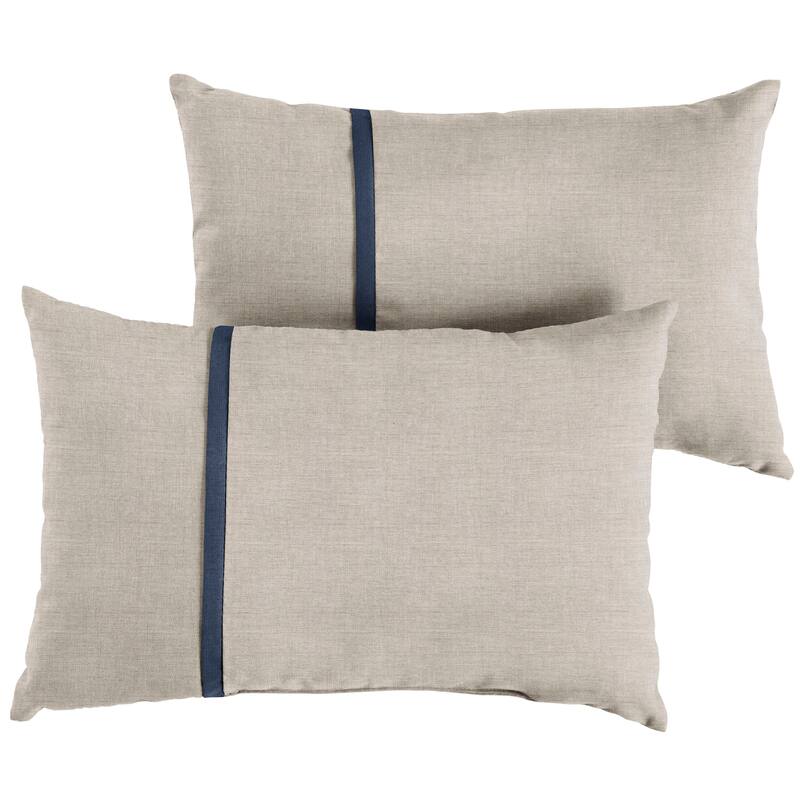 Sorra Home Sunbrella Outdoor Single Petite Flange Pillow Set of 2 - Sunbrella - Cast Silver/Spectrum Indigo - 12 in H x 18 in W x 6 in D