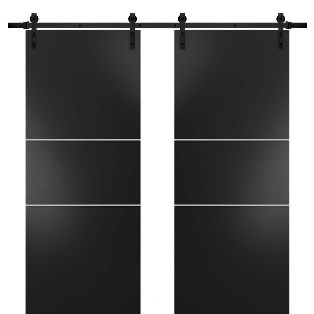 Sturdy Double Barn Door 36 x 80 with Planum 0110 Matte Black with 13FT